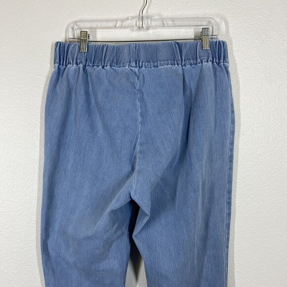 Soft Surroundings Women's Metro Leggings Size Large Blue Pull On Ankle Snap - Picture 6 of 9